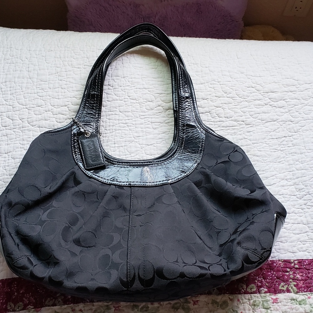 Coach Purse (black with purple lining)